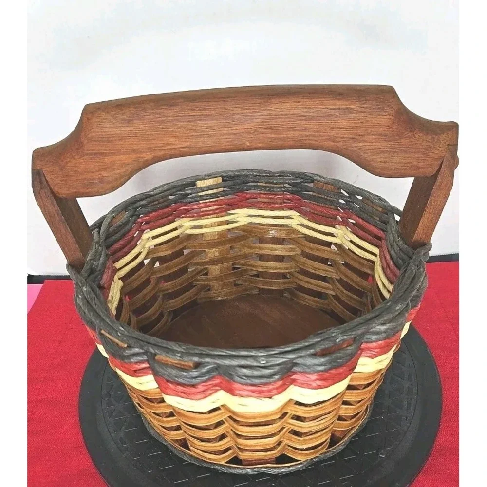 Foxcreek Basket Co Fruit & Veggie Garden Basket Handcrafted Mahogany Wood Decor
